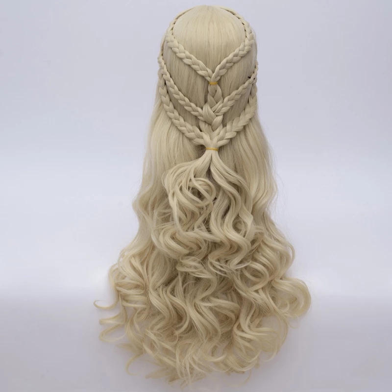 Gold 70cm Game Of Thrones Season 7 Daenerys Targaryen Cosplay Wig 4 Gold 70cm Game Of Thrones Season 7 Daenerys Targaryen Cosplay Wig - Image 2