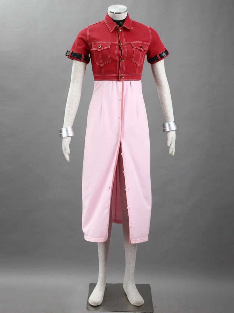 Final Fantasy VII 7 Aerith Gainsborough Cosplay Costume 4 Final Fantasy VII 7 Aerith Gainsborough Cosplay Costume - Image 2