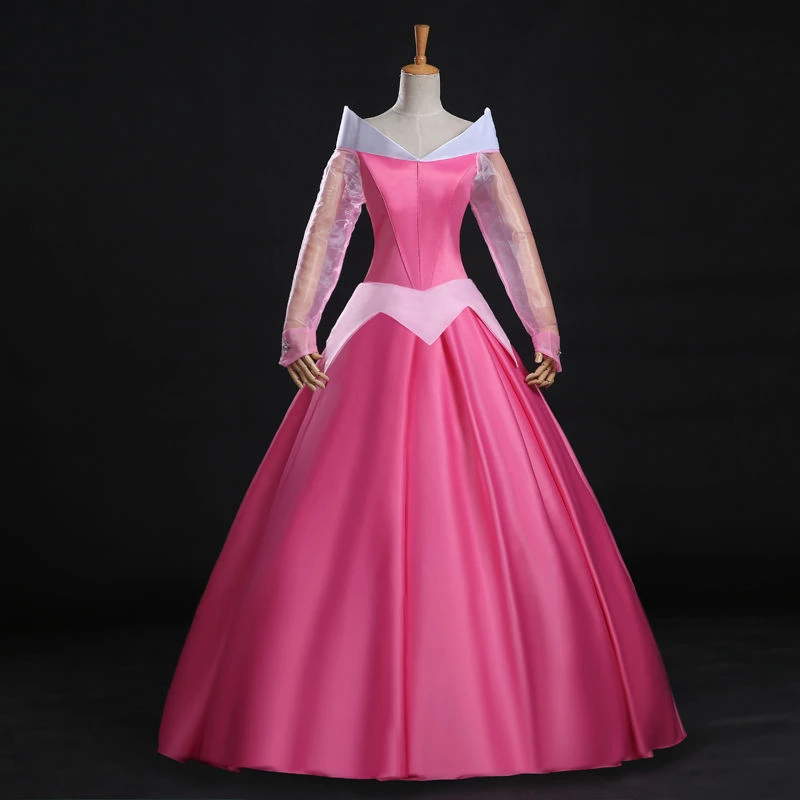 Disney Sleeping Beauty Princess Aurora Pink Dress Cosplay Costume 3 Disney Sleeping Beauty Princess Aurora Pink Dress Cosplay Costume