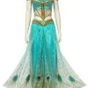2019 Movie Aladdin Princess Jasmine Green Suit Cosplay Costume -Game Costumes Shop COS 007 01 172