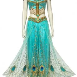 2019 Movie Aladdin Princess Jasmine Green Suit Cosplay Costume