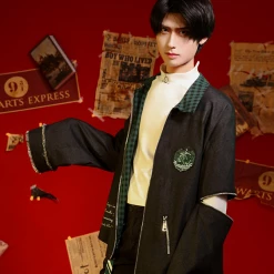 Harry Potter Slytherin Boy's Daily Coat Cosplay Costume 6 Harry Potter Slytherin Boy's Daily Coat Cosplay Costume -Game Costumes Shop COS 007 01 189 1