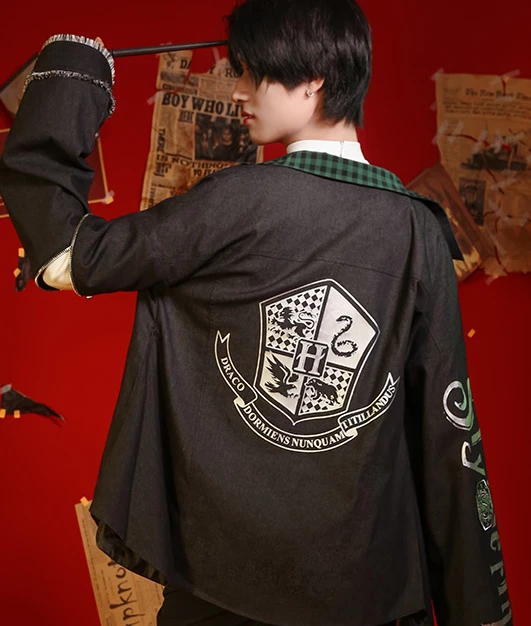Harry Potter Slytherin Boy's Daily Coat Cosplay Costume 5 Harry Potter Slytherin Boy's Daily Coat Cosplay Costume - Image 3