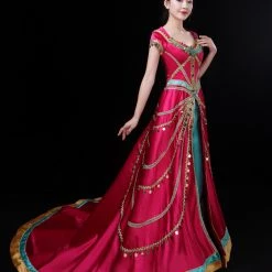 2020 Movie Aladdin Princess Jasmine Dress Cosplay CostumeWith Cape -Game Costumes Shop COS 008 03 123