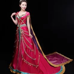 2020 Movie Aladdin Princess Jasmine Dress Cosplay CostumeWith Cape -Game Costumes Shop COS 008 04 84