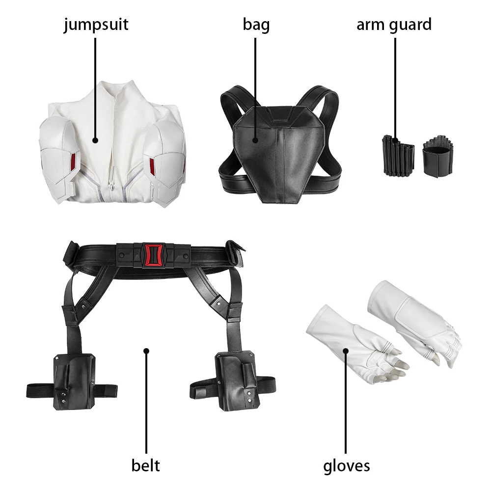 2020 Movie Black Widow Natasha Romanoff White Jumpsuit Cosplay Costume 16 2020 Movie Black Widow Natasha Romanoff White Jumpsuit Cosplay Costume - Image 14