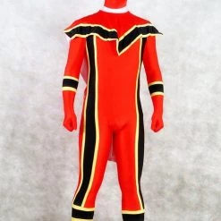 Red And Black Spandex Power Rangers Superhero Zentai Bodysuit Costume
