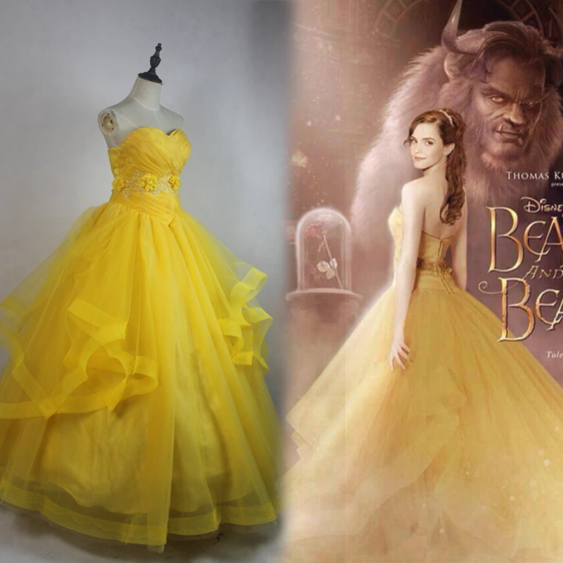 2017 New Movie Beauty And The Beast Belle Dress Cosplay Costume Halloween Costume 3 2017 New Movie Beauty And The Beast Belle Dress Cosplay Costume Halloween Costume
