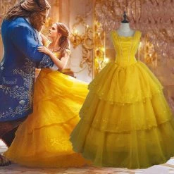 2017 New Movie Beauty And The Beast Belle Princess Dress Cosplay Costume