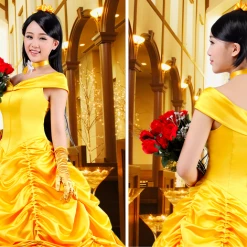 Beauty And The Beast Belle Dress Cosplay Costume With Cape -Game Costumes Shop COS 05 05 1