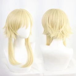 Gold 45cm Genshin Impact Traveler Lumine Cosplay Wig 7 Gold 45cm Genshin Impact Traveler Lumine Cosplay Wig -Game Costumes Shop COS 071 02 25