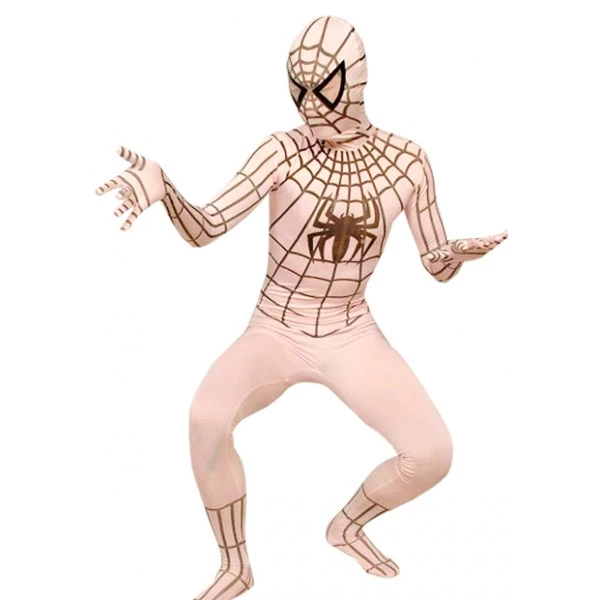 Beige Lycra Spandex Spiderman Zentai Suit 3 Beige Lycra Spandex Spiderman Zentai Suit