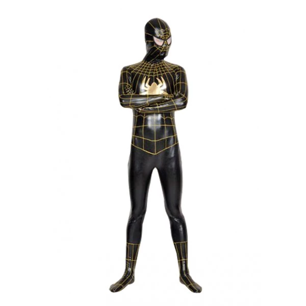 Black And Gold Lycra Spandex Spiderman Zentai Suit 3 Black And Gold Lycra Spandex Spiderman Zentai Suit