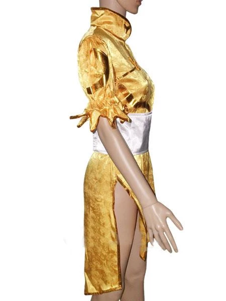Street Fighter Yellow Chun Li Cosplay Costume 4 Street Fighter Yellow Chun Li Cosplay Costume - Image 2