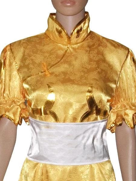 Street Fighter Yellow Chun Li Cosplay Costume 6 Street Fighter Yellow Chun Li Cosplay Costume - Image 4