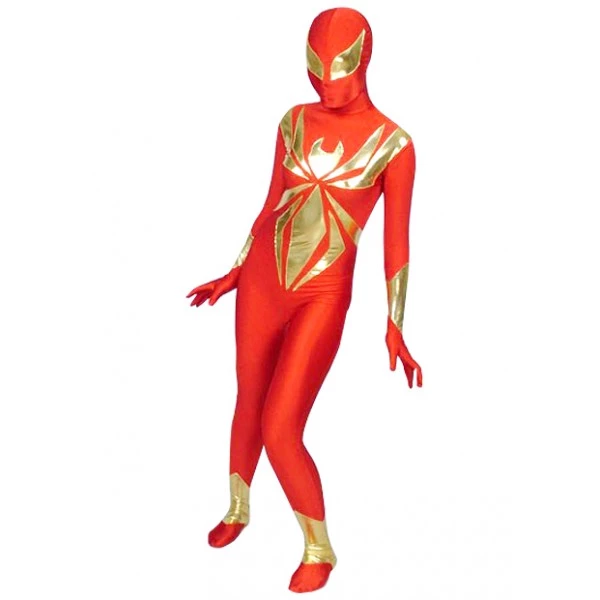 Red And Gold Spiderman Lycra Spandex Zentai Suit 3 Red And Gold Spiderman Lycra Spandex Zentai Suit