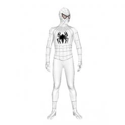 White Lycra Spandex Spiderman Zentai Suit With Black Spider